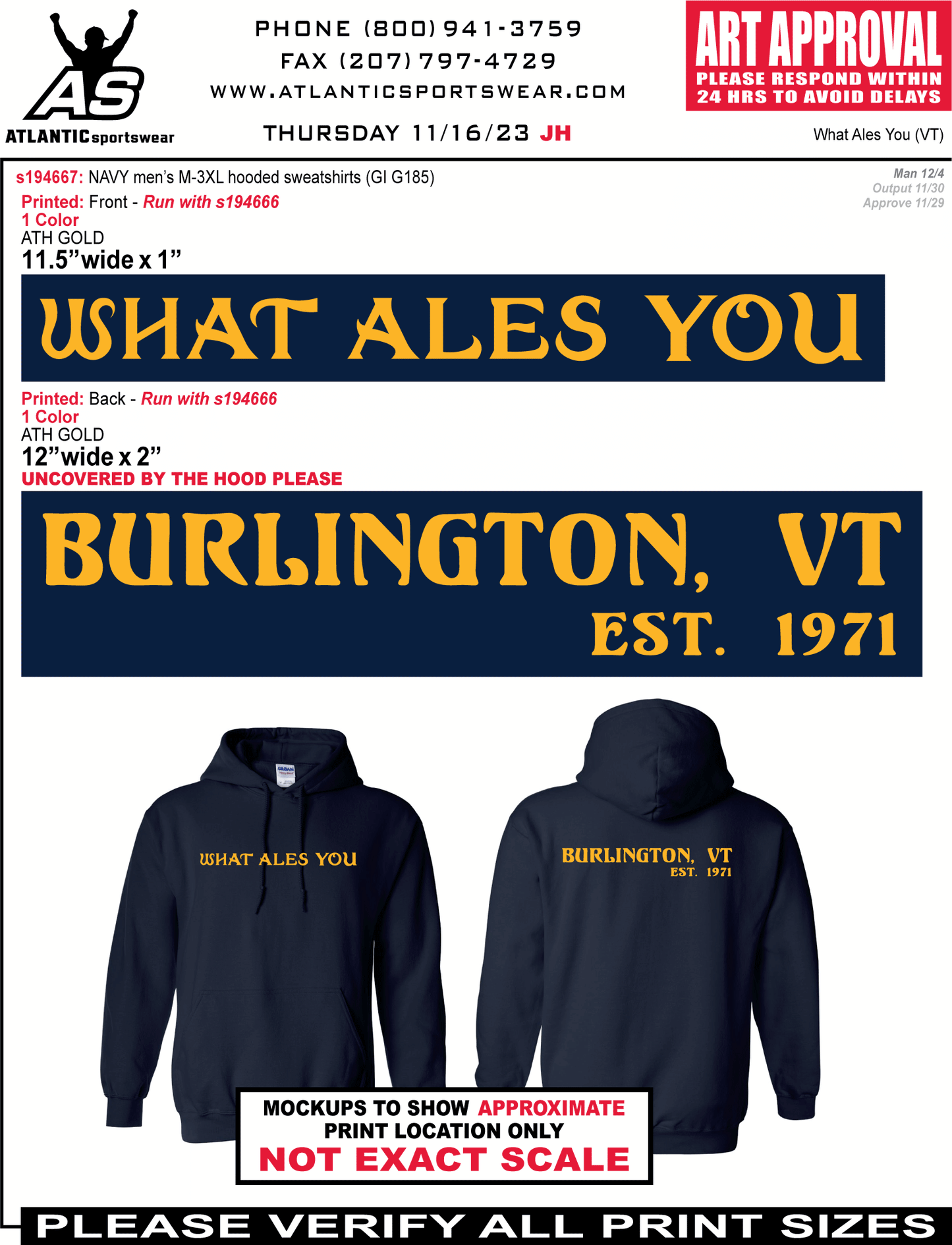 What Ales You Hoodie Navy with Athletic Gold Print